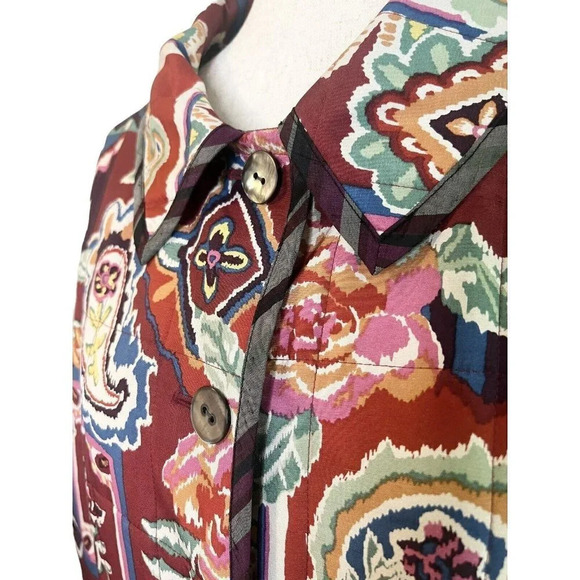 Wearable Art To Wear Reversible Silk Jacket 1X Paisley Floral Abstract Artsy - Picture 4 of 13